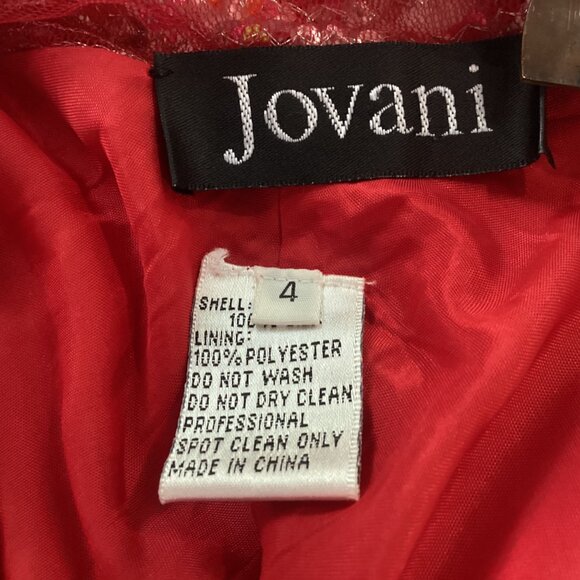 Jovani Red Sequin Embellished Satin 100% Silk Maxi Dress Gown Size 4 - Picture 5 of 16